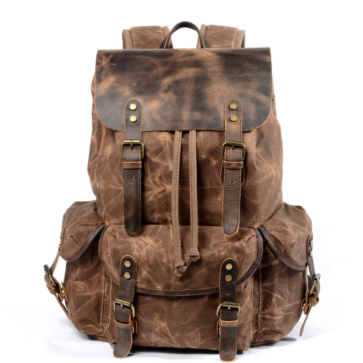 Vintage Waxed Canvas and Leather Backpack Mens