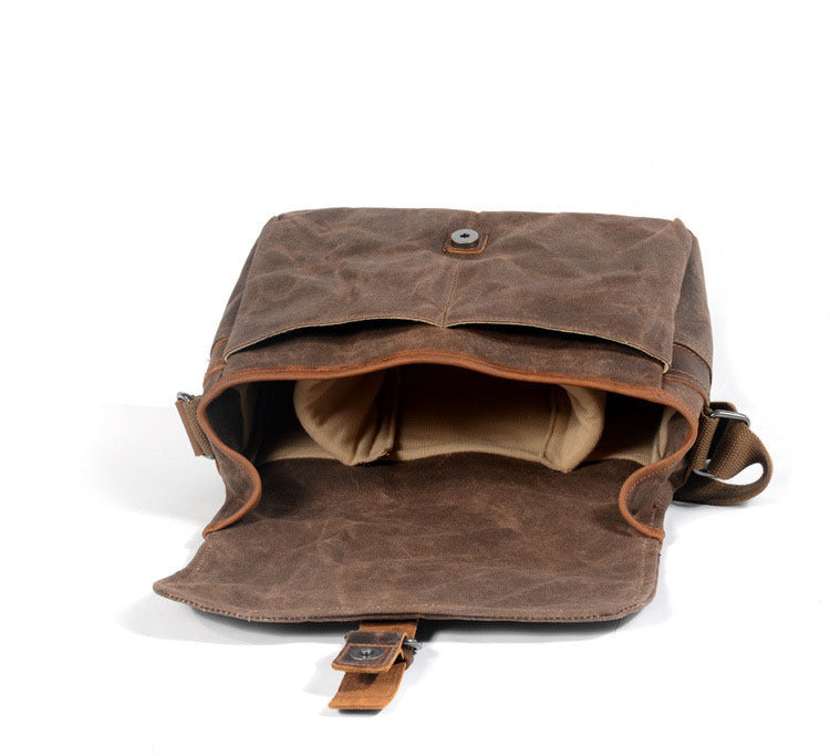 Vintage Waterproof Leather Canvas Camera Bag  Messenger Shoulder Bag