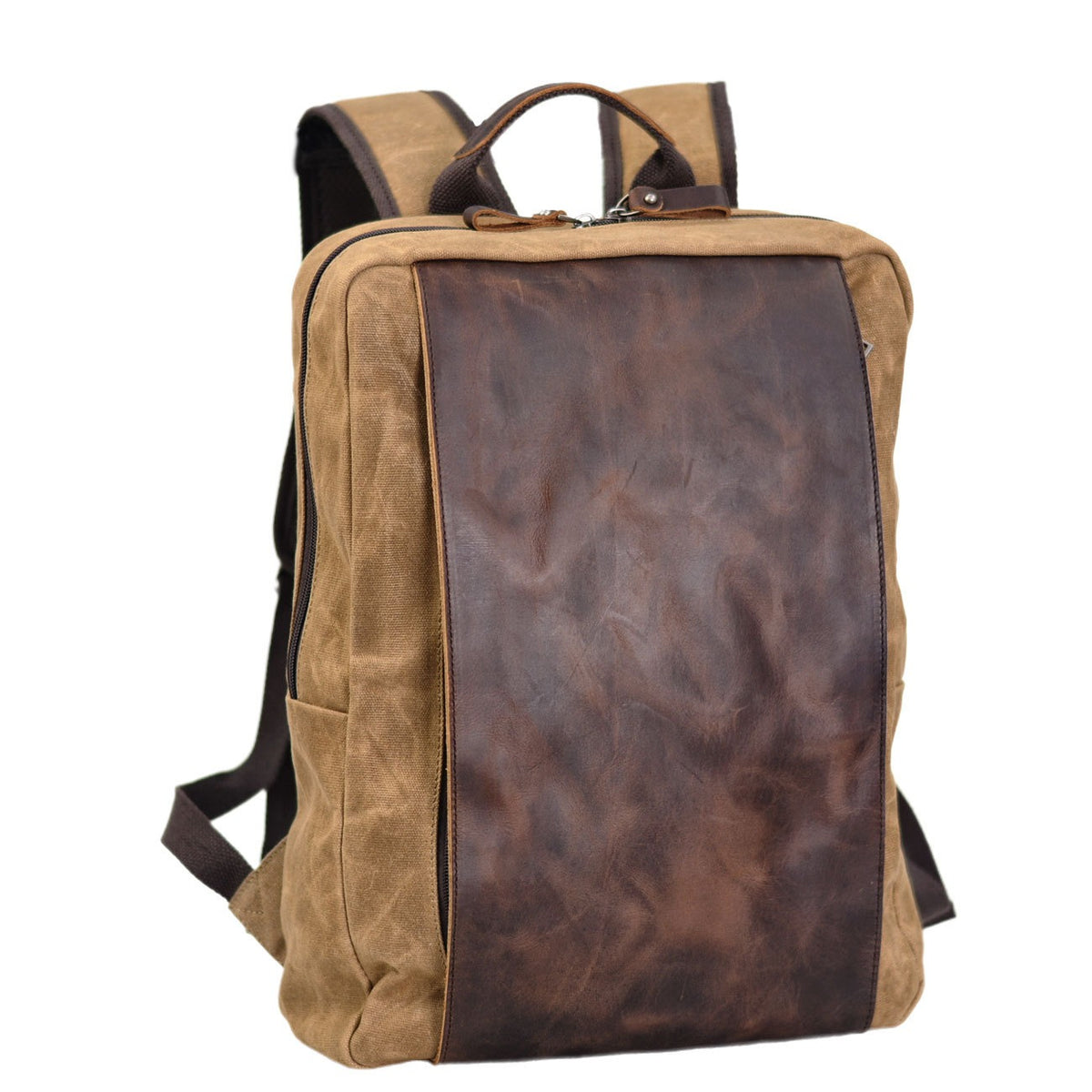 Waxed Canvas Leather Large Travel Laptop Backpack