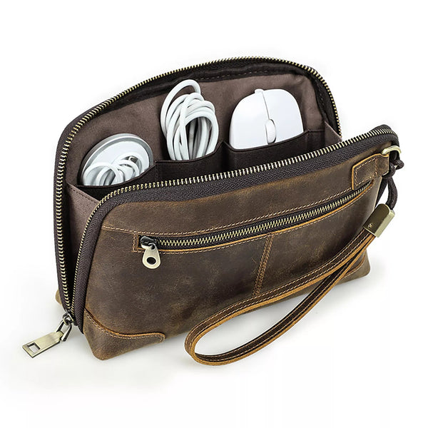 Multi-functional Clutch Bag Organizer Vintage Leather for Apple Accessories