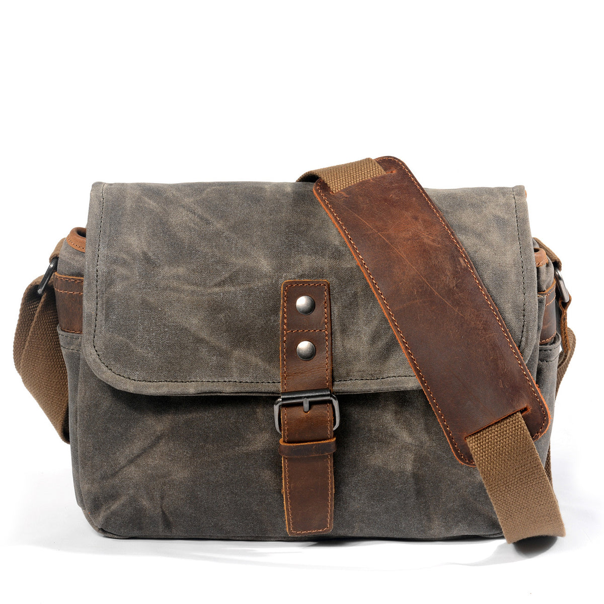 Vintage Waterproof Leather Canvas Camera Bag  Messenger Shoulder Bag