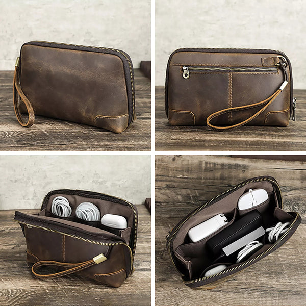 Multi-functional Clutch Bag Organizer Vintage Leather for Apple Accessories