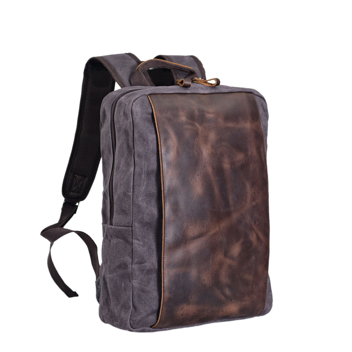 Waxed Canvas Leather Large Travel Laptop Backpack