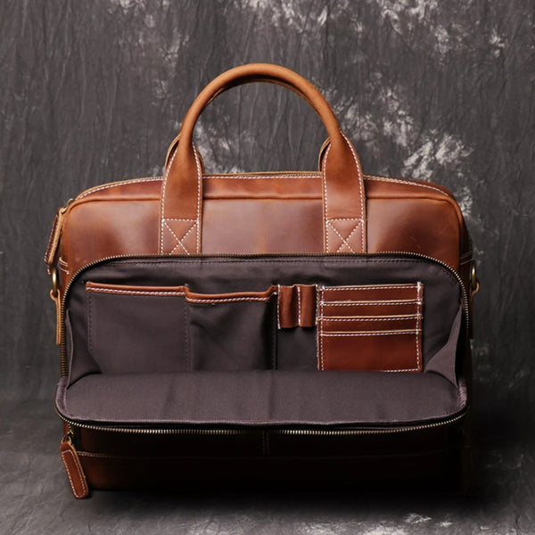 Men's Genuine Leather Laptop Briefcase Shoulder Bag Business Travel Messenger