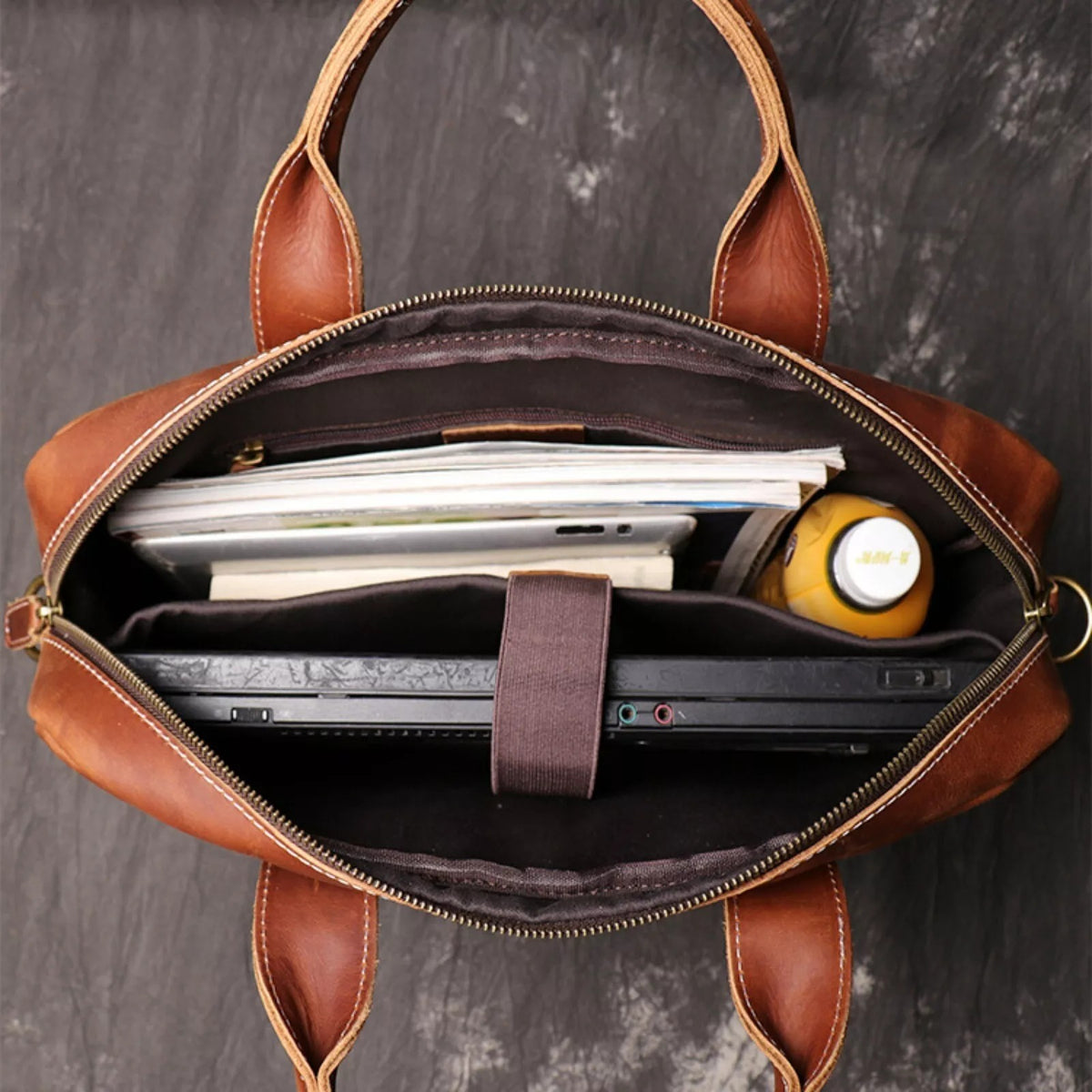 Men's Genuine Leather Laptop Briefcase Shoulder Bag Business Travel Messenger