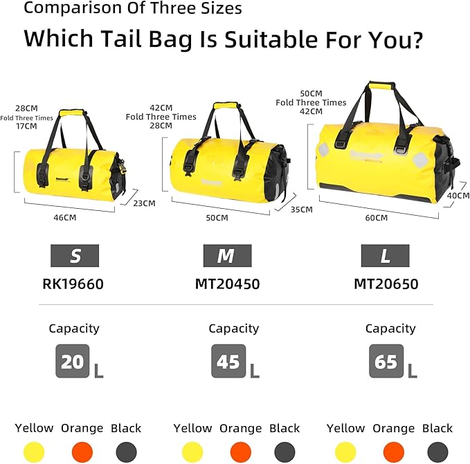 Motorcycle Rear Rack Trunk Bag – Waterproof Motorbike Tail Bag with Expandable Storage