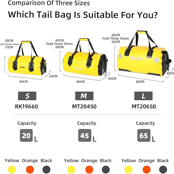 Motorcycle Rear Rack Trunk Bag – Waterproof Motorbike Tail Bag with Expandable Storage