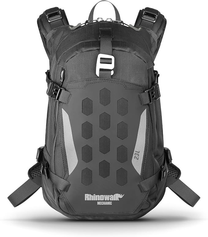 23L Motorcycle Backpack with Helmet Holder – Molle Motorbike Laptop Travel Rucksack Waterproof