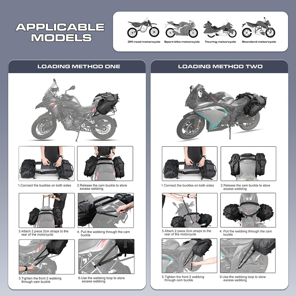 Motorcycle Saddle Bags Waterproof Anti-Vibration Motor Side Bags Shoulder Bag Motorbike Panniers 28L(14L*2)