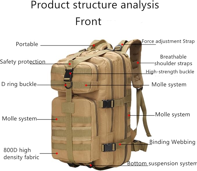 35L Men Tactical Backpack 3P Rucksack Backpacks