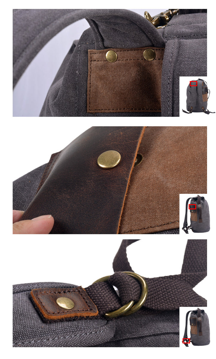 Vintage Canvas Leather Backpack – Durable Travel & Everyday Rucksack