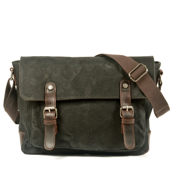 Vintage Canvas Leather Camera Bag – DSLR Messenger Bag with Padded Insert